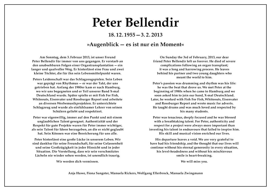 Peter Bellendir 1955 - 2013